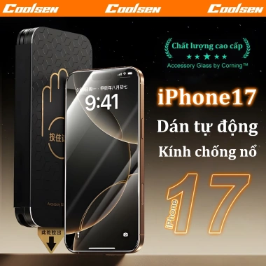 Hộp dán màn hình kiểu sách Dán 1 giây, kính cường lực cho iPhone 11‑17 Pro Max & 17 Air