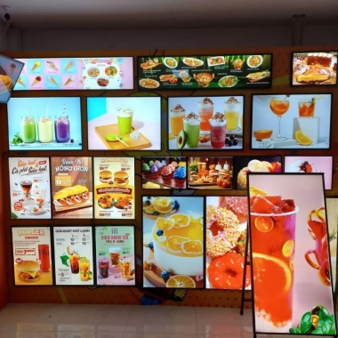 Hộp Đèn LED Quảng Cáo Siêu Mỏng, Menu Kích Thước, Thay Ảnh Dễ Dàng, Khung Tranh Điện Bàn và Treo Tường giá 190k 3