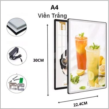 Hộp Đèn LED Quảng Cáo Siêu Mỏng, Menu Kích Thước, Thay Ảnh Dễ Dàng, Khung Tranh Điện Bàn và Treo Tường giá 190k 10