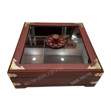 Hộp đựng bánh kẹo Tết vuông kính bọc đồng size lớn - khay mứt, giảm còn 388.500₫