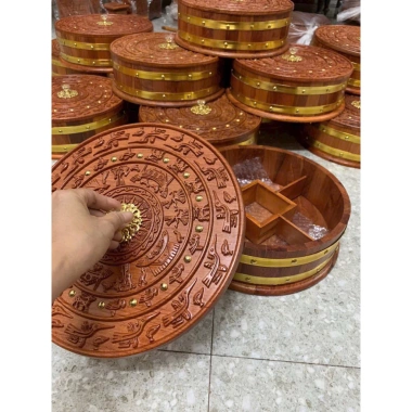 Hộp đựng bánh kẹo tròn đồng gỗ hương Đồ Gỗ Mạnh Nam - Giảm giá 490.000₫