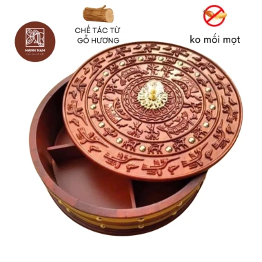 Hộp đựng bánh kẹo tròn đồng gỗ hương Đồ Gỗ Mạnh Nam - Giảm giá 490.000₫
