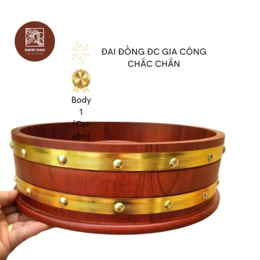 Hộp đựng bánh kẹo tròn đồng gỗ hương Đồ Gỗ Mạnh Nam - Giảm giá 490.000₫