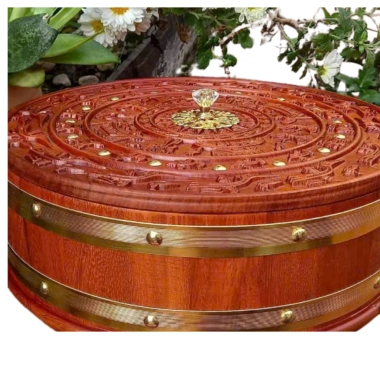Hộp đựng bánh kẹo tròn đồng gỗ hương Đồ Gỗ Mạnh Nam - Giảm giá 490.000₫