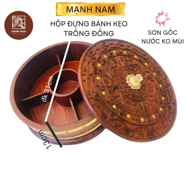 Hộp đựng bánh kẹo tròn đồng gỗ hương Đồ Gỗ Mạnh Nam - Giảm giá 490.000₫