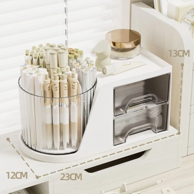 Hộp Đựng Bút 2in1 Thiết Kế Đa Năng - Khay Ngăn Kéo + Ống Bút Xoay 360 - 74.900 VND