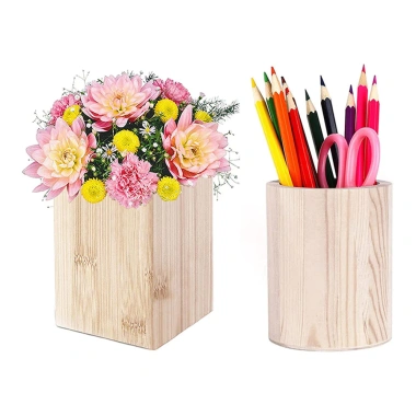Hộp đựng bút gỗ màu trơn DIY, Sơn tự do, lưu trữ văn phòng, đồ dùng học sinh, giá ưu đãi 35.733 VND 6