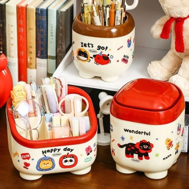Hộp đựng bút họa tiết hoạt hình cute, miếng dán bảo quản bàn, freeship, giảm 20%