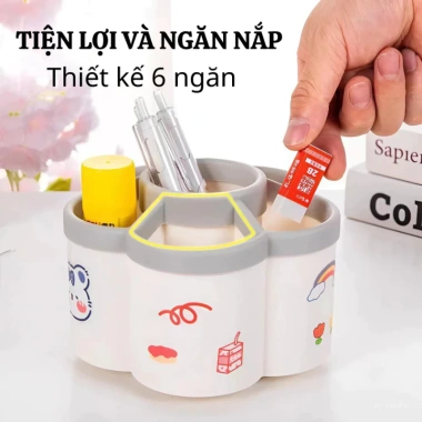 Hộp đựng bút xoay 360 HOPI HOME 6 ngăn bông hoa - Giá chỉ 55.000 VND 2