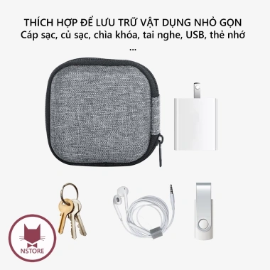 Hộp Đựng Cáp Sạc Mini Chống Sốc - Túi Phụ Kiện Tai Nghe, Giá Chỉ 26.999₫