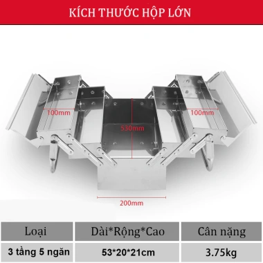 Hộp Dụng Cụ Inox 304 3 Tầng 5 Ngăn - Thùng Đồ Nghề Cao Cấp, Giá Ưu Đãi 330.000 VND 7 Hộp Dụng Cụ Inox 304 3 Tầng 5 Ngăn - Thùng Đồ Nghề Cao Cấp, Giá Ưu Đãi 330.000 VND 7