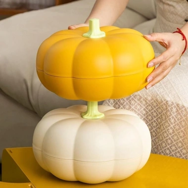Hộp đựng đồ ăn nhẹ bí ngô, khay kẹo 2 lớp chống bụi, xoay 360°, xếp chồng – 57.200₫ 6