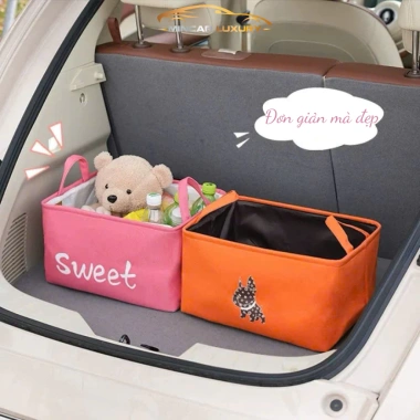 Hộp Đựng Đồ Cốp Xe Ô Tô Gấp Gọn Sweet Love Dễ Thương Lưu Trữ Hoạt Hình Mincar 120k