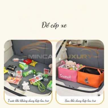 Hộp Đựng Đồ Cốp Xe Ô Tô Gấp Gọn Sweet Love Dễ Thương Lưu Trữ Hoạt Hình Mincar 120k