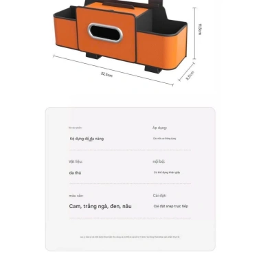 Hộp Đựng Đồ Đa Năng 4in1 Ô Tô - Da + ABS, Khăn Giấy, Bình Nước, Giá Đỡ, Móc Treo - 98k