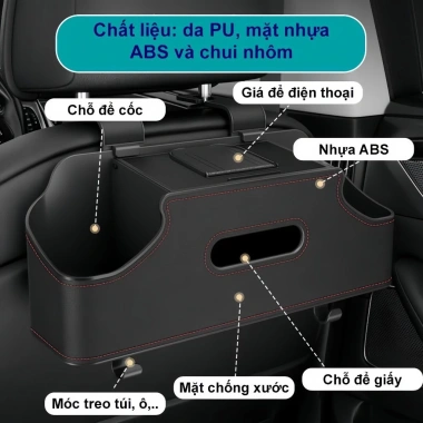 Hộp Đựng Đồ Đa Năng 4in1 Treo Ghế Ô Tô Da PU 3 Màu - Tiện Lợi, Giá Ưu Đãi 199k