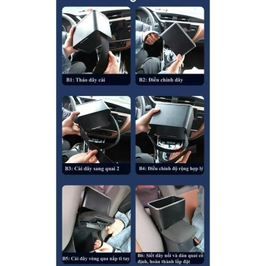 Hộp đựng đồ đa năng gắn bệ tỳ tay cho xe ô tô, khăn giấy, chai nước, điện thoại 7