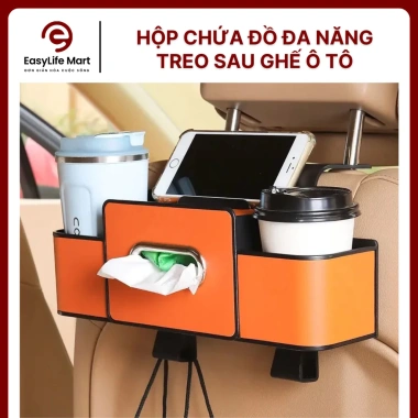 Hộp Đựng Đồ Đa Năng Treo Sau Ghế Ô Tô Bền Chắc, Móc Treo & Khay Điện Thoại, Giá Ưu Đãi 116k