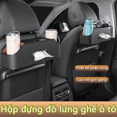 Hộp đựng đồ ghế sau ô tô da cao cấp 3in1 Giá đỡ điện thoại sang trọng, giảm còn 35.000₫ 2