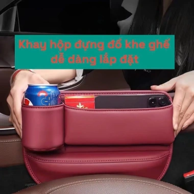 Hộp Đựng Đồ Khay Da PU Cao Cấp cho Khe Ghế Ô Tô - Giá Đỡ Tiện Dụng 51.000đ