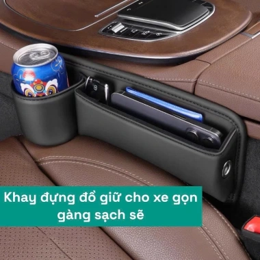 Hộp Đựng Đồ Khay Da PU Cao Cấp cho Khe Ghế Ô Tô - Giá Đỡ Tiện Dụng 51.000đ