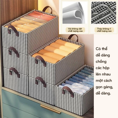 Hộp đựng đồ quần áo đa năng không ngăn, nắp kín, khung thép và đế chắc – Beejoo Official, giảm còn 44.000₫ 3