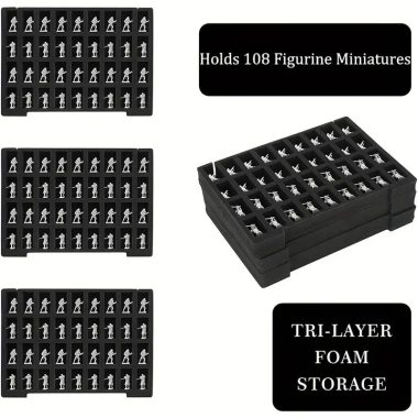 Hộp đựng đồ thu nhỏ 108 khe cắm - Bền, tay cầm chắc, ngăn xốp cắt sẵn cho D&D 4