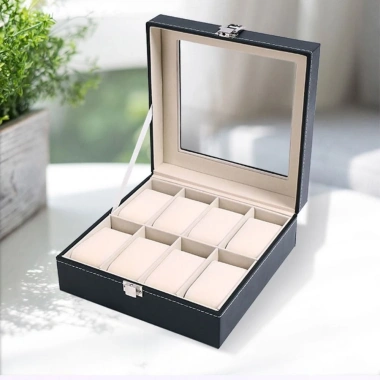 Hộp đựng đồng hồ GOJO đa năng, lưới 2-12 chỗ, khóa, nắp kính lớn, chống nước cho nữ
