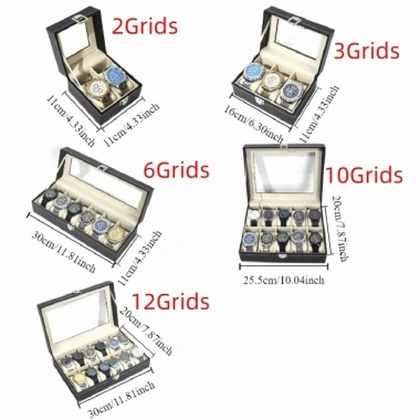 Hộp đựng đồng hồ và trang sức lưới 2-12, da thời trang, chống thấm nước, nắp kính lớn, khóa an toàn giá 124.520₫ 2