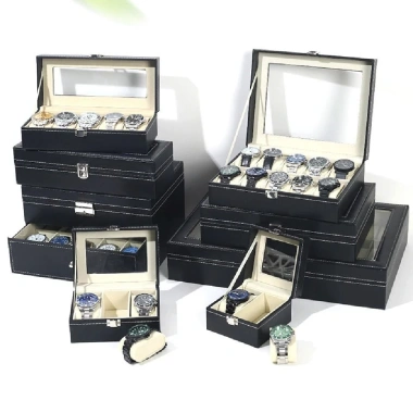 Hộp đựng đồng hồ và trang sức lưới 2-12, da thời trang, chống thấm nước, nắp kính lớn, khóa an toàn giá 124.520₫ 4