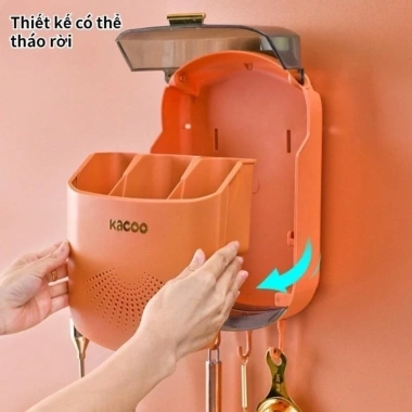 Hộp Đựng Đũa Muỗng Thìa Treo Tường, Khay Hứng Nước, Nắp Đậy, Chống Côn Trùng 6 Hộp Đựng Đũa Muỗng Thìa Treo Tường, Khay Hứng Nước, Nắp Đậy, Chống Côn Trùng 6