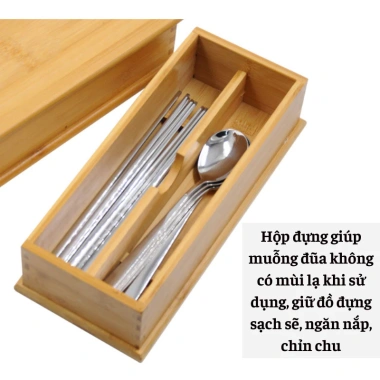 Hộp đựng đũa thìa tre có nắp đậy An toàn tiện lợi cho nhà hàng quán ăn