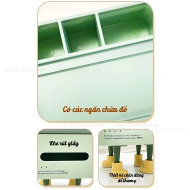 Hộp đựng giấy ăn có giá đỡ điện thoại, ngăn đa năng, 4 chân dễ thương - chỉ 99.000₫ 8