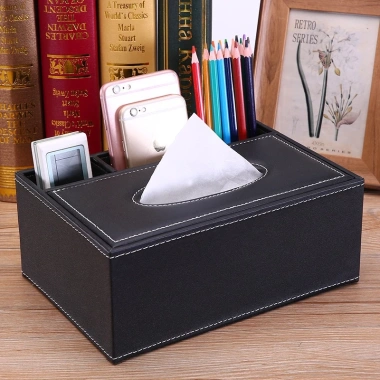 Hộp đựng giấy ăn da cao cấp kèm khay – Đa năng trên ô tô, tiện lợi, chỉ 105.000₫