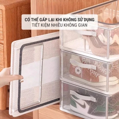 Hộp Đựng Giày Gấp Gọn HERO PVC Dày, Khung Thép Bền, Khóa Kéo Chống Bụi & Côn Trùng 3