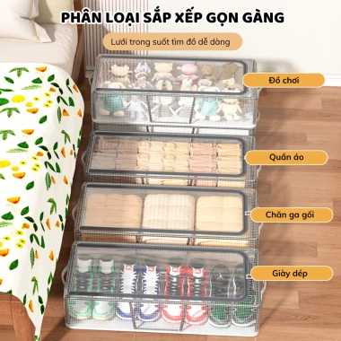 Hộp Đựng Giày Gấp Gọn HERO PVC Dày, Khung Thép Bền, Khóa Kéo Chống Bụi & Côn Trùng 7