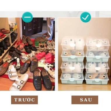 Hộp đựng giày nhựa cứng bền, trong suốt, lắp ráp dễ dàng, gọn gàng nhà cửa, chỉ 49.000₫ (giá gốc 63.700₫)