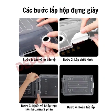 Hộp đựng giày nhựa cứng bền, trong suốt, lắp ráp dễ dàng, gọn gàng nhà cửa, chỉ 49.000₫ (giá gốc 63.700₫)