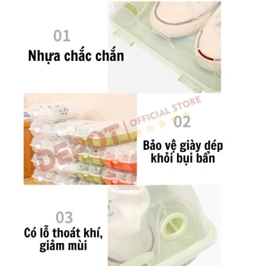 Hộp đựng giày nhựa cứng bền, trong suốt, lắp ráp dễ dàng, gọn gàng nhà cửa, chỉ 49.000₫ (giá gốc 63.700₫)