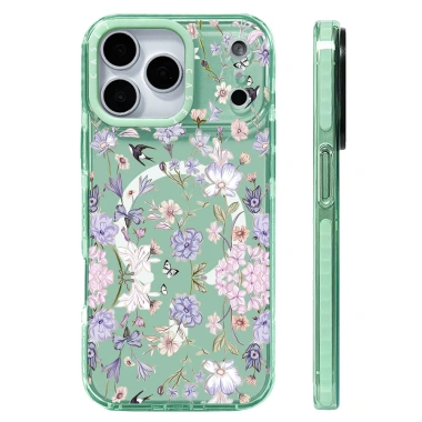 Hộp đựng hình bướm hoa tím hồng – Vỏ sạc không dây từ tính cho iPhone 12‑17, 16E, 17AIR – Silicon mềm, chống sốc 6