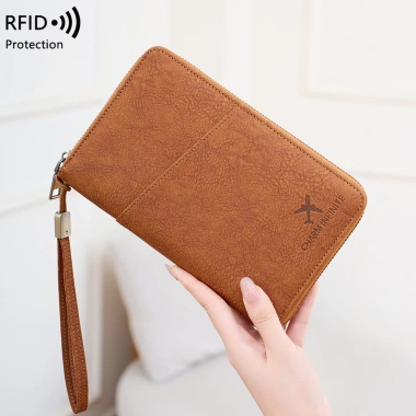 Hộp đựng hộ chiếu RFID chặn - Ví du lịch dây kéo dài, giữ vé & tài liệu, giảm còn 293.933đ 4