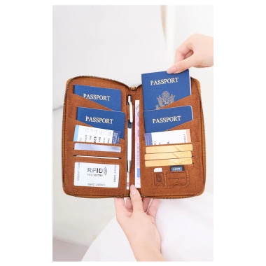 Hộp đựng hộ chiếu RFID chặn - Ví du lịch dây kéo dài, giữ vé & tài liệu, giảm còn 293.933đ 6