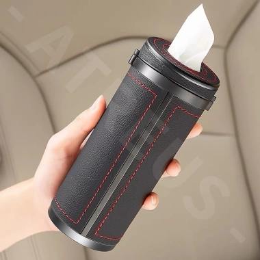 Hộp Đựng Khăn Giấy Hình Trụ Da Đen Cho Xe Hơi - Giá Đỡ 187.572 VND Giảm Giá