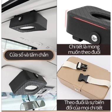 Hộp Đựng Khăn Giấy Ô Tô Bọc Da Cao Cấp - Tiện Lợi, Dễ Lắp Đặt Trên Xe Hơi BoGi 99k 5
