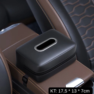 Hộp Đựng Khăn Giấy Ô Tô Da Nappa Cao Cấp, Khóa Kéo Tiện Lợi, Treo Xe Sang Trọng - Giá 158.000₫ 9