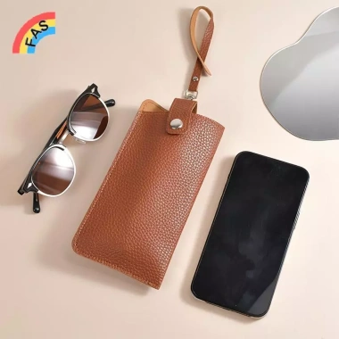 Hộp đựng kính mắt nữ da mềm sang trọng, mỏng du lịch, có dây buộc kính râm VN 6