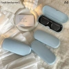 Hộp đựng kính màu kem di động, dễ thương cho sinh viên du lịch - Kính râm VN 11