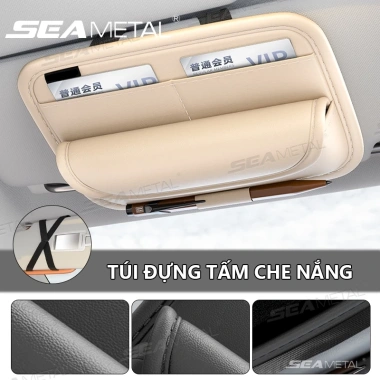 Hộp Đựng Mắt Kính 2 Ngăn SEAMETAL Bằng Da Đa Năng - Gắn Tấm Che Nắng Xe Hơi