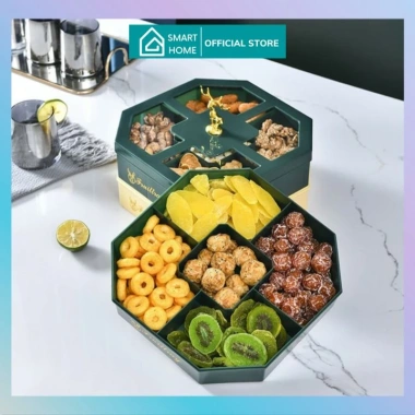 Hộp Đựng Mứt và Khay Bánh Kẹo Tết 3 Tầng Xanh Vàng Cao Cấp - Mẫu Mới Nhất, Giá 119k Loại 1 4