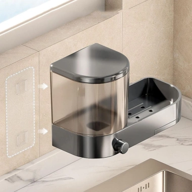 Hộp đựng nước rửa chén ALARION treo tường, giá đỡ bọt biển, dung tích lớn, máy ép tay tiết kiệm, khay thoát nước - 173.580₫